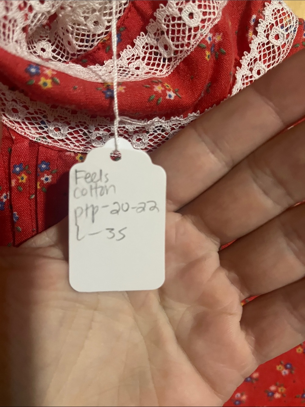 Handmade Vintage-Inspired Red Floral Long-Sleeve Mini Dress - Picture 2 of 4